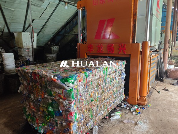 China Plastic bottle compressor baler press film baling China HuaLan PET